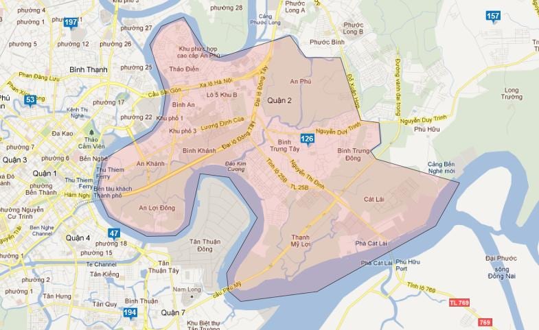 Карта на областите на хо chi minh град