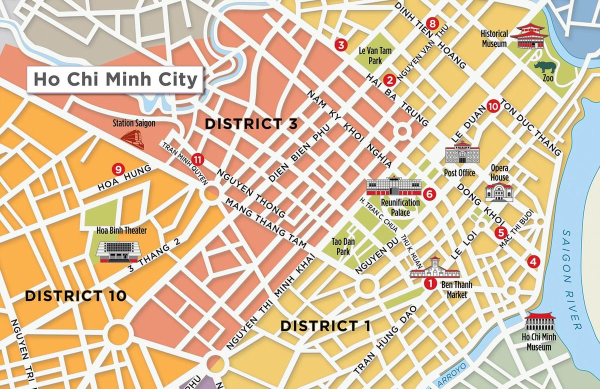 карта на округот 1 saigon